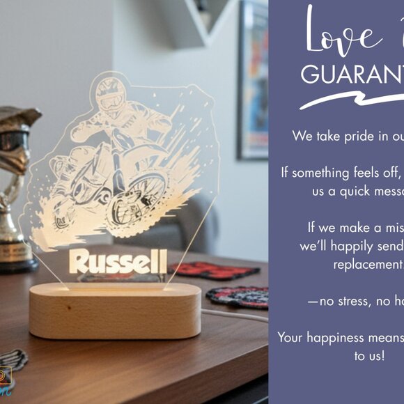 Personalized Motorcycle Night Light – Custom LED Lamp for Bikers - Picture 6 of 8